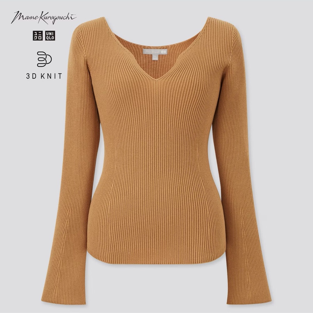 UNIQLO 3D Knit Ribbed Long-Sleeve Sweater (Mame Kurogouchi), Size L, Worn Once